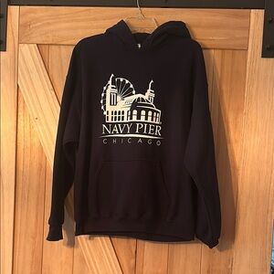 Navy Pier Chicago Unisex  Navy Blue Hoodie